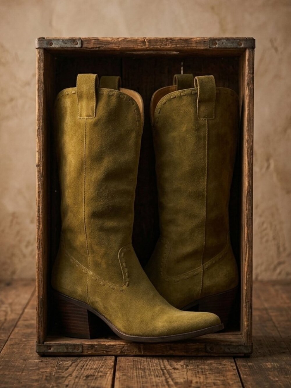 Gianni Bini Olive Suede Bohemian Western Boots